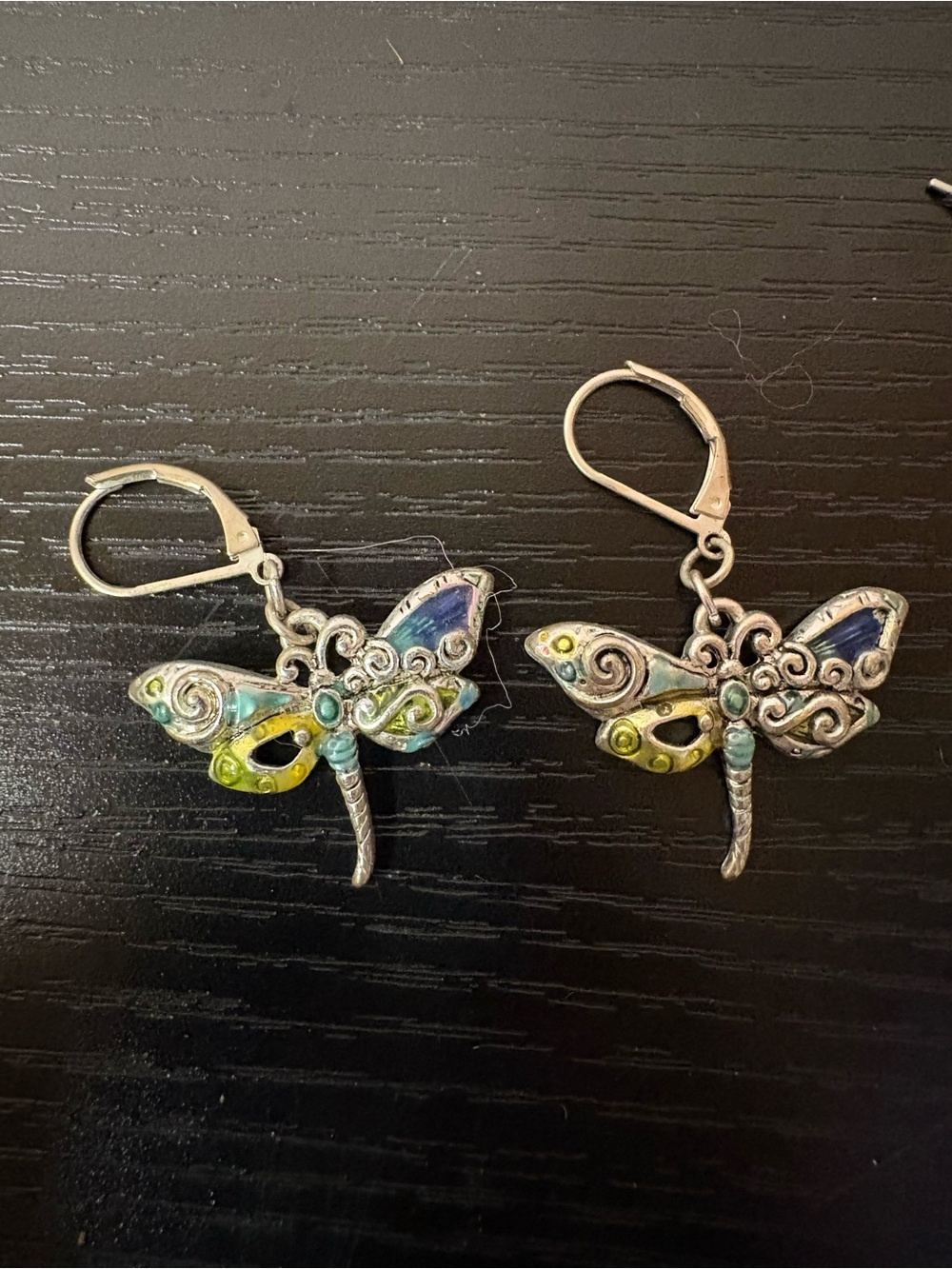 Silver Tone Enamel Dragonfly Dangle Earrings & Butterfly Stud Earrings Lot - Picture 3 of 6